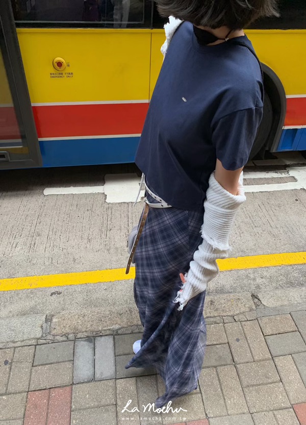 復古格紋雪紡魚尾裙